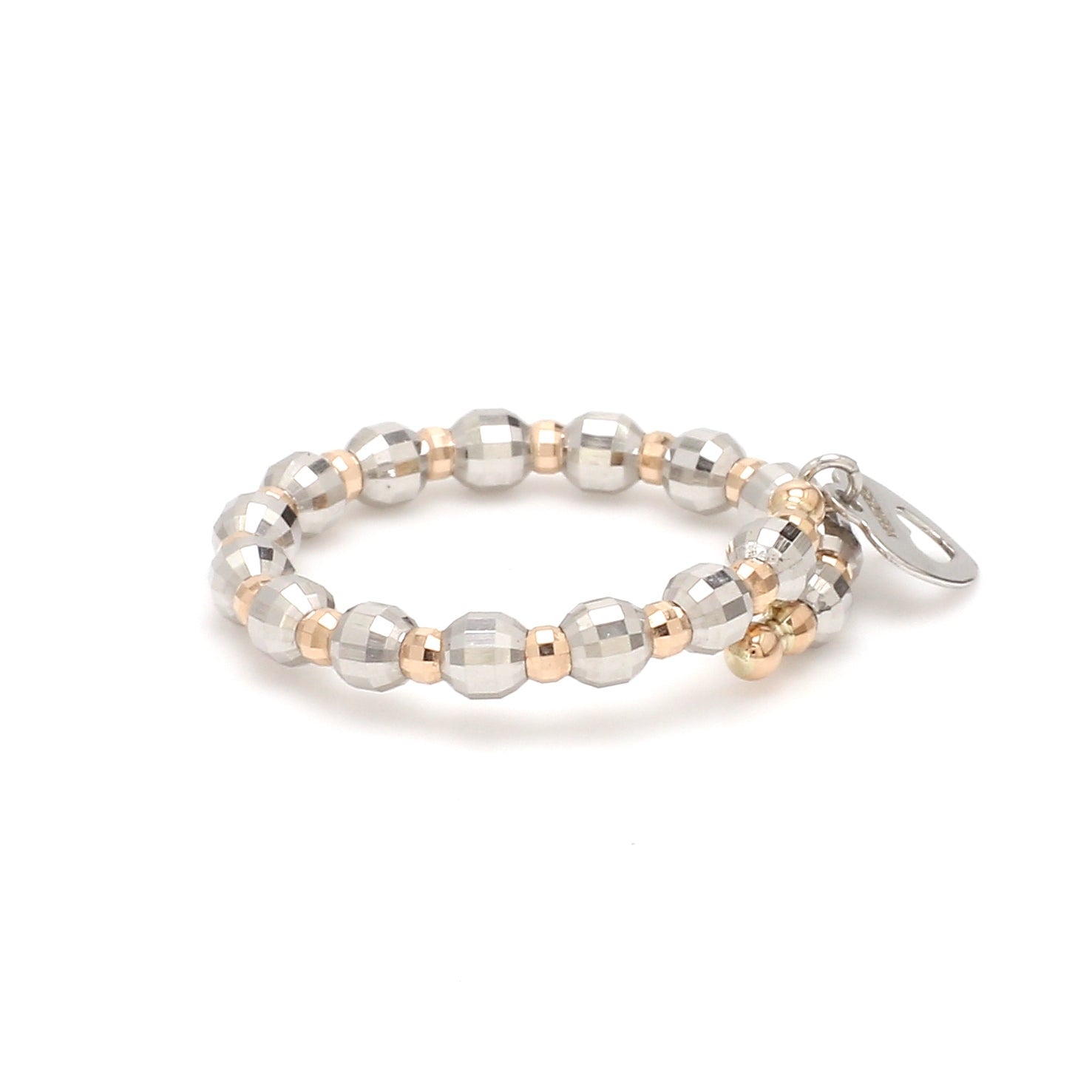 Japanese Flexible Platinum & 18K Rose Gold Ring with Diamond Cut Balls JL PT 1072
