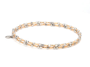 Unique 2-Row Japanese Platinum & Rose Gold Bracelet for Women JL PTB 774