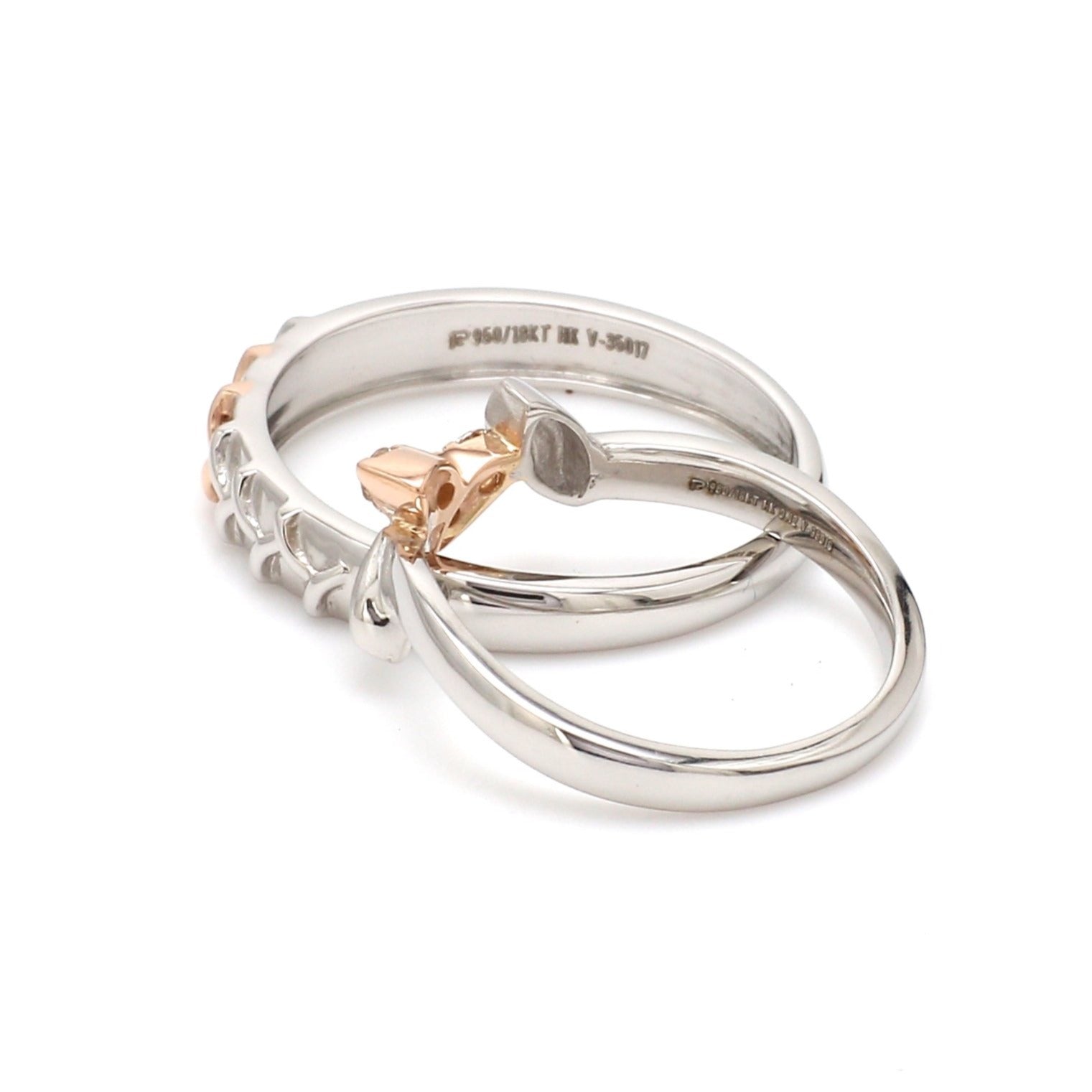 Platinum & Rose Gold Couple Rings JL PT 999   Jewelove