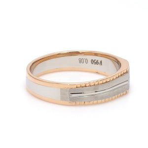 Platinum & Rose Gold Fusion Single Diamond Ring with Cutting on Edges for Men JL PT 996   Jewelove.US