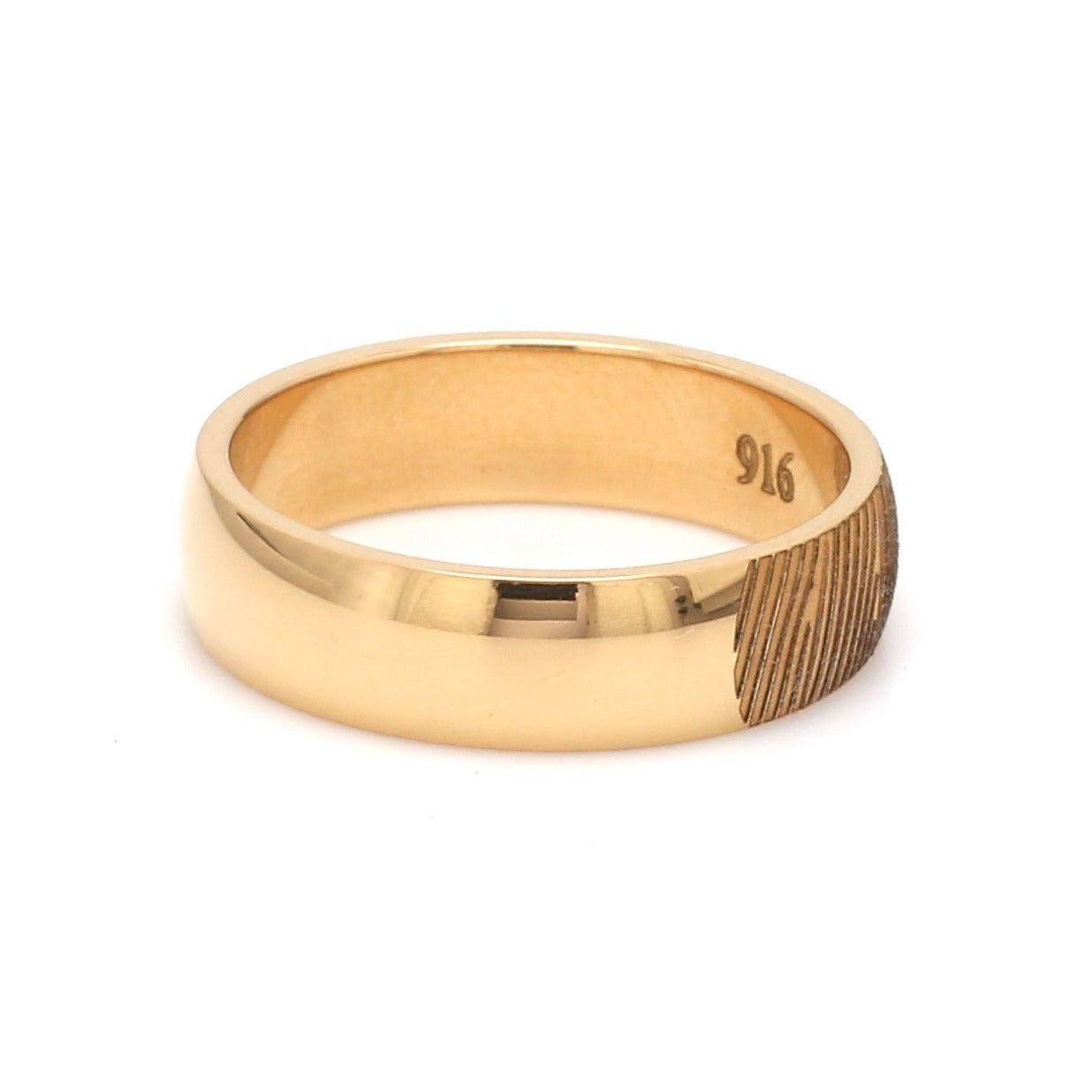 Gold Fingerprint Engraved Platinum Rings for Couples