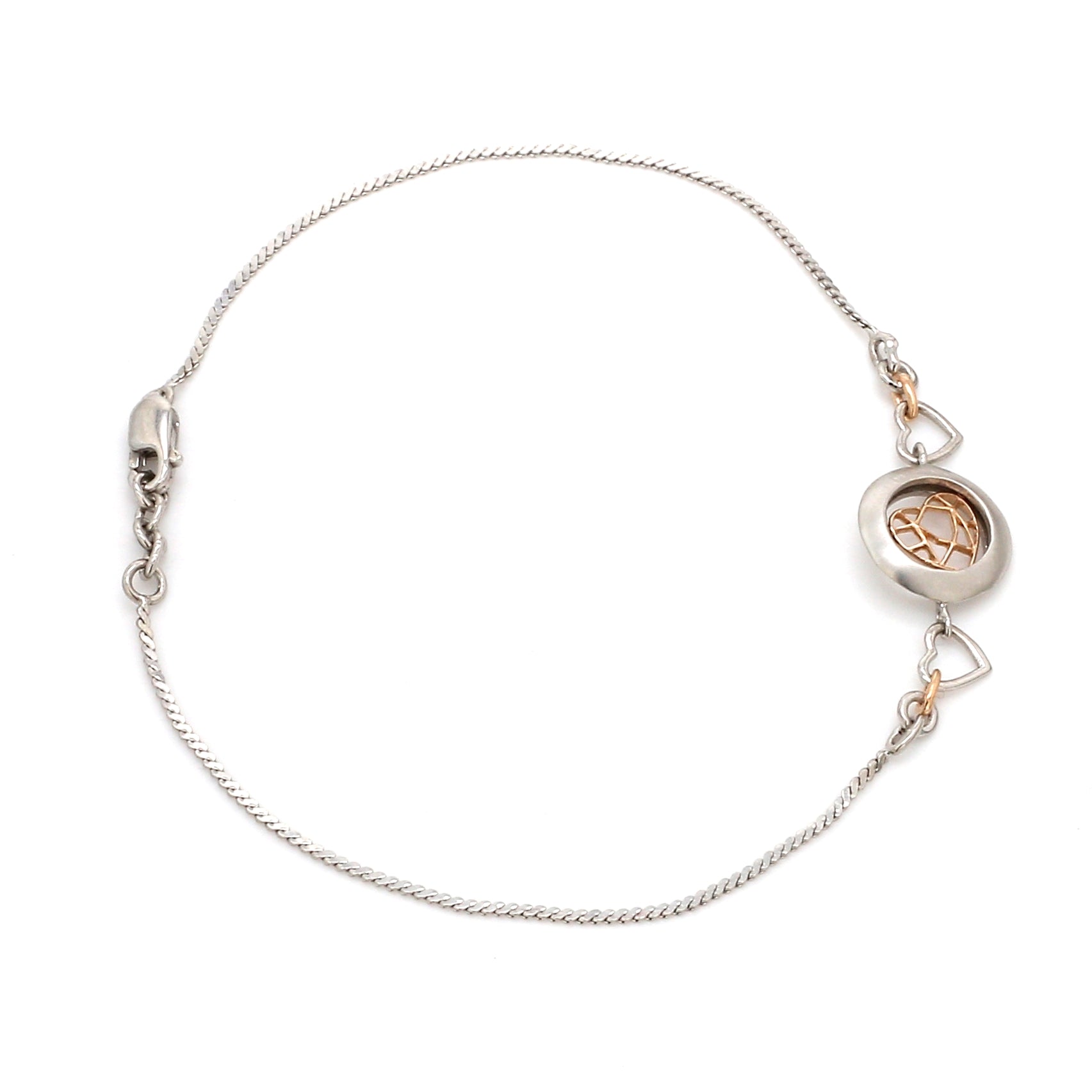 Platinum Rose Gold Heart Bracelet for Women JL PTB 745   Jewelove.US