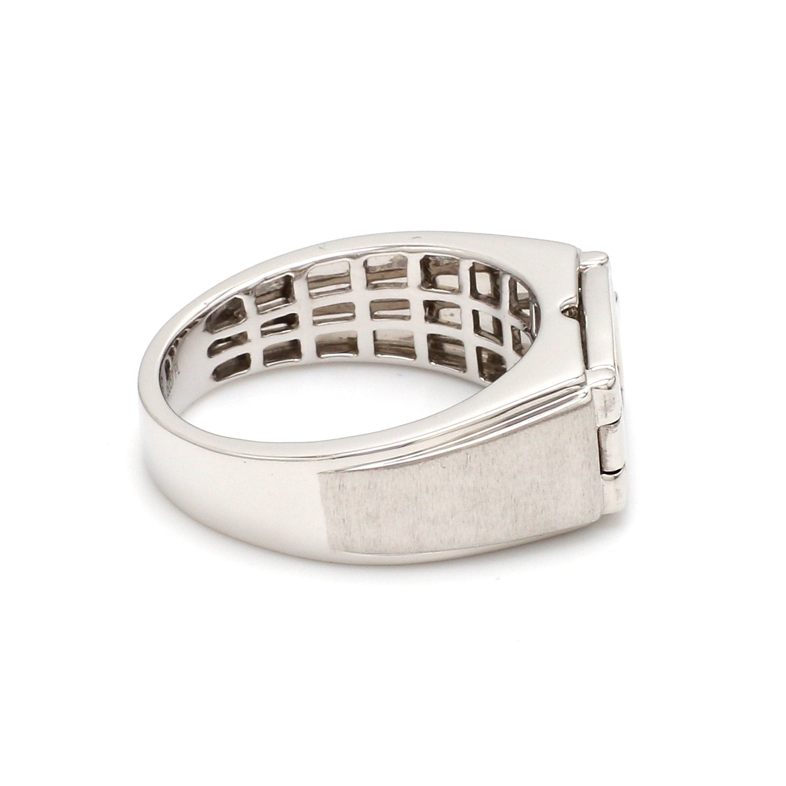 Designer 18K White Gold with Diamond Princess Cut Ring with a Openable Secret Message for Men JL PT 1009