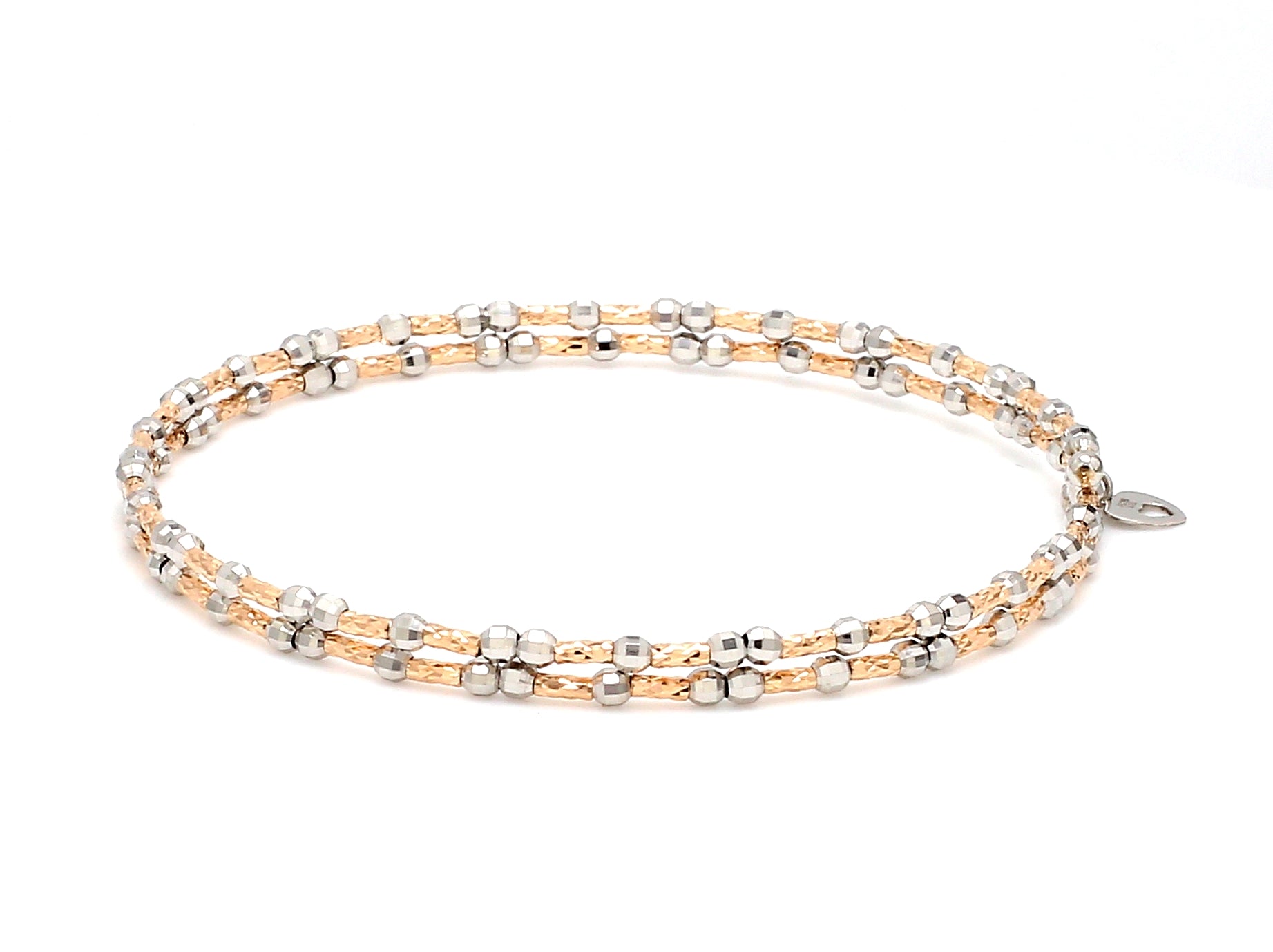 Unique 2-Row Japanese Platinum & Rose Gold Bracelet for Women JL PTB 774
