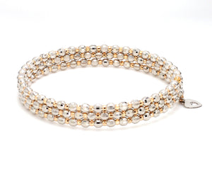 Japanese 3-row Platinum & Rose Gold Bracelet for Women with Diamond Cut Balls JL PTB 768