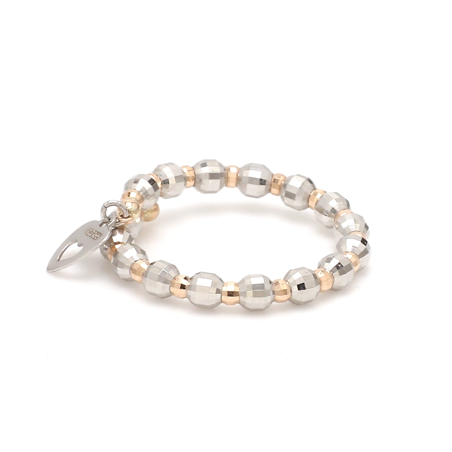 Japanese Flexible Platinum & 18K Rose Gold Ring with Diamond Cut Balls JL PT 1072