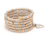 Load image into Gallery viewer, Dazzling Japanese 5-Row Platinum with Rose Gold Flexible Size Ring JL PT 1014
