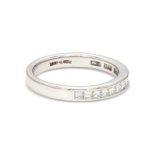 Princess Cut Diamond Platinum Half Eternity Wedding Band for Women JL PT 1005