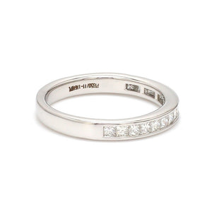 Princess Cut Diamond Platinum Half Eternity Wedding Band for Women JL PT 1005   Jewelove