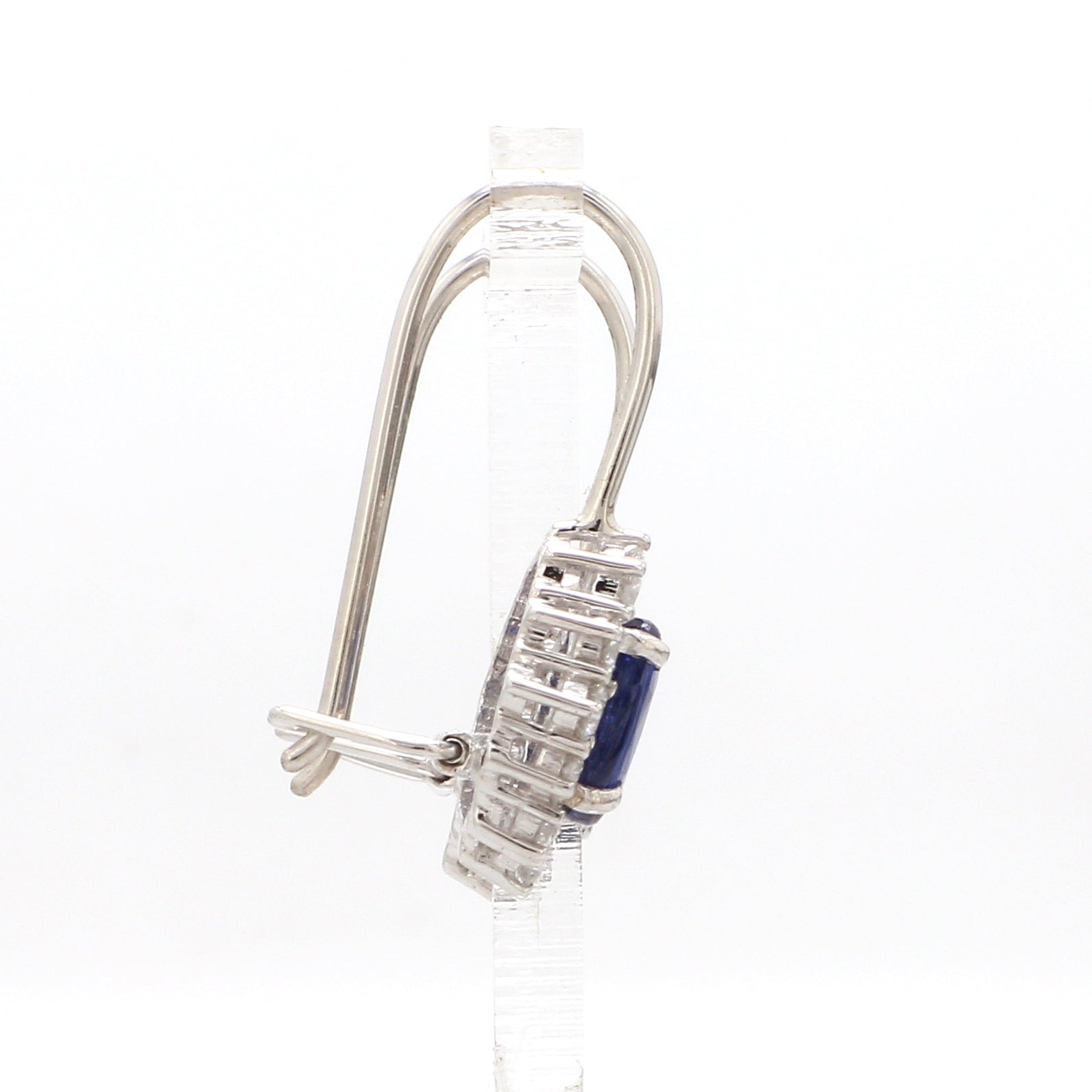 Customised 14K White Gold Kyanite Earrings with diamonds   Jewelove.US