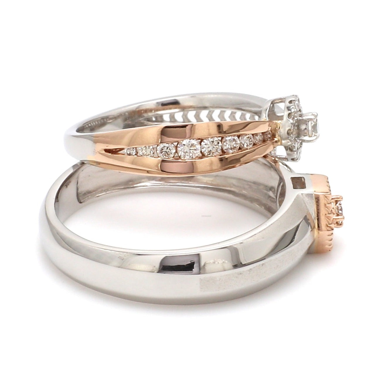 Platinum & Rose Gold Couple Rings with Diamonds JL PT 998   Jewelove