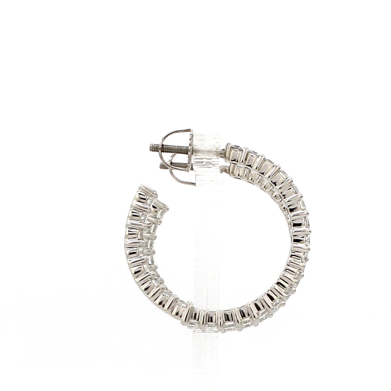 Platinum Diamond Hoop Bali Earrings for Women JL PT E DH RD 109   Jewelove.US