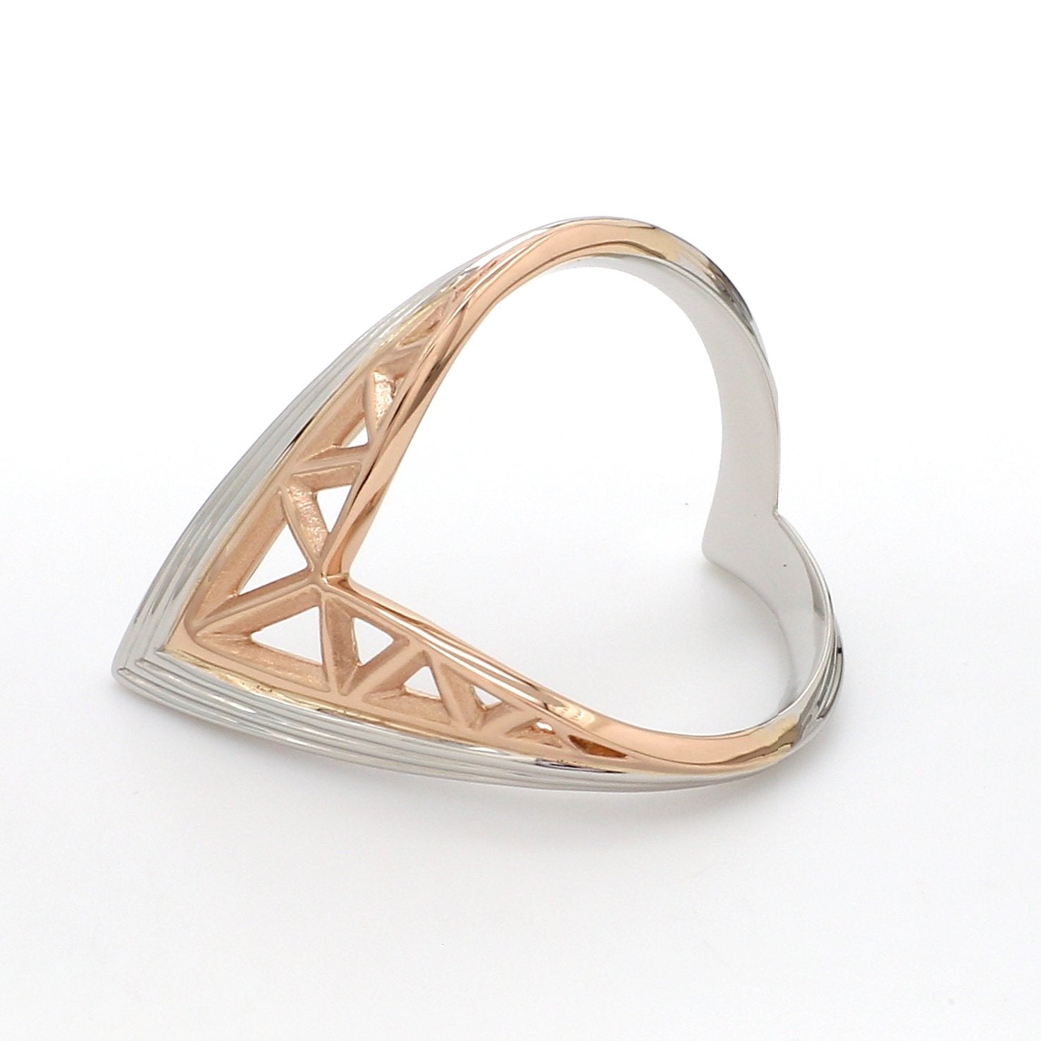 Designer V -shape Platinum & Rose Gold Cocktail Ring for Women JL PT 967   Jewelove.US