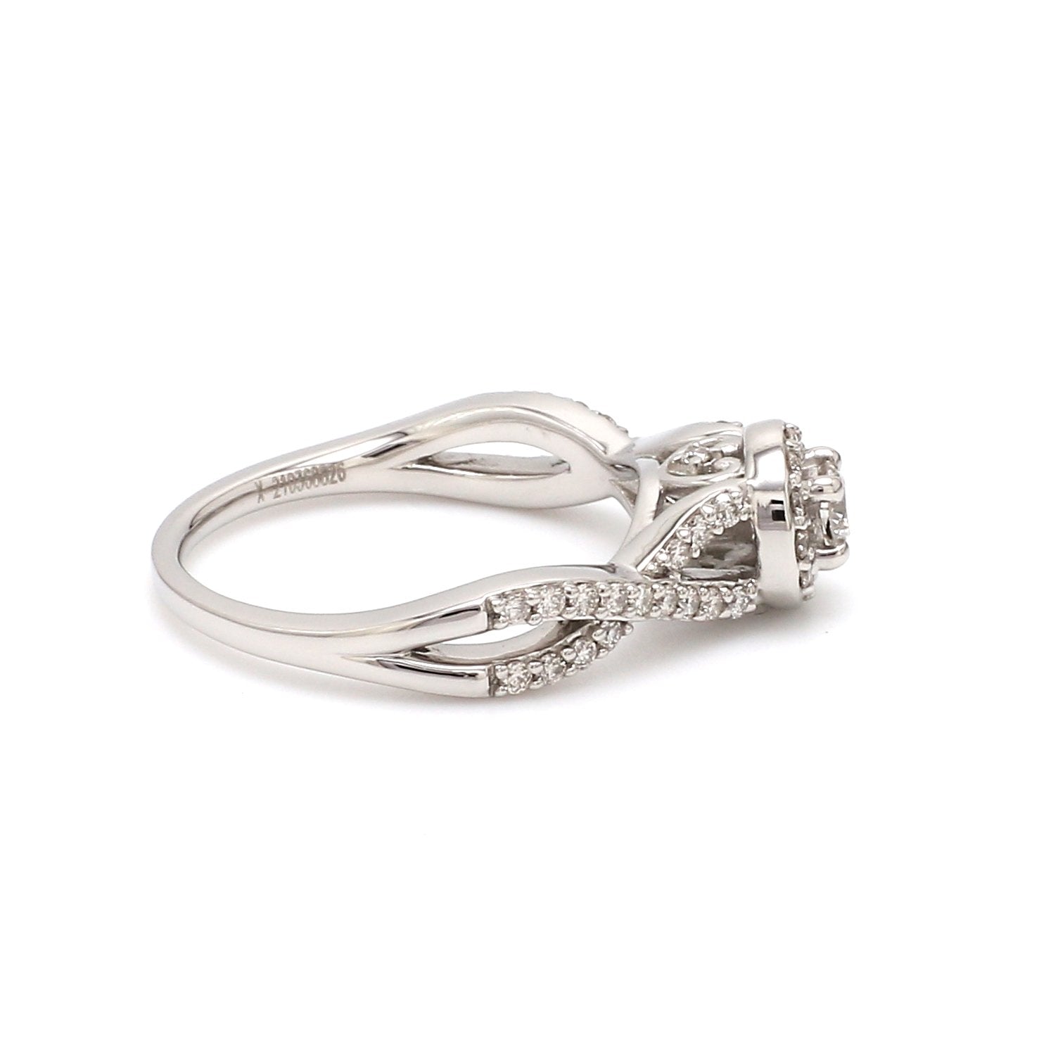 Customised 20-pointer Designer Platinum Solitaire Ring with Halo & Designer Shank JL PT 677-A