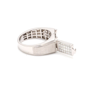 Designer 18K White Gold with Diamond Princess Cut Ring with a Openable Secret Message for Men JL PT 1009