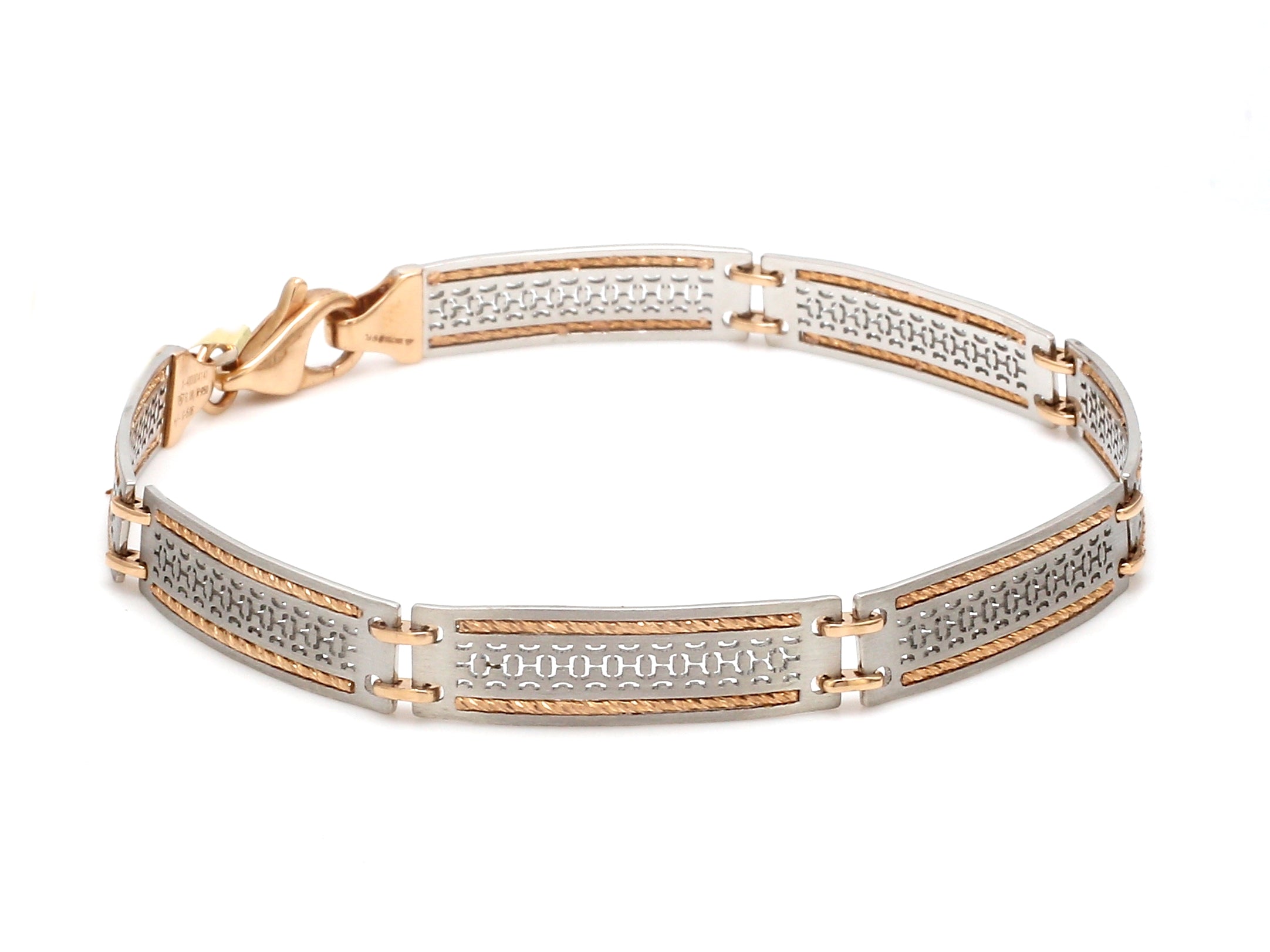 Platinum & Rose Gold Bracelet for Men JL PTB 1056   Jewelove.US