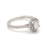 Load image into Gallery viewer, 50-Pointer Platinum Halo Solitaire Ring with Diamond Shank for Women JL PT 977
