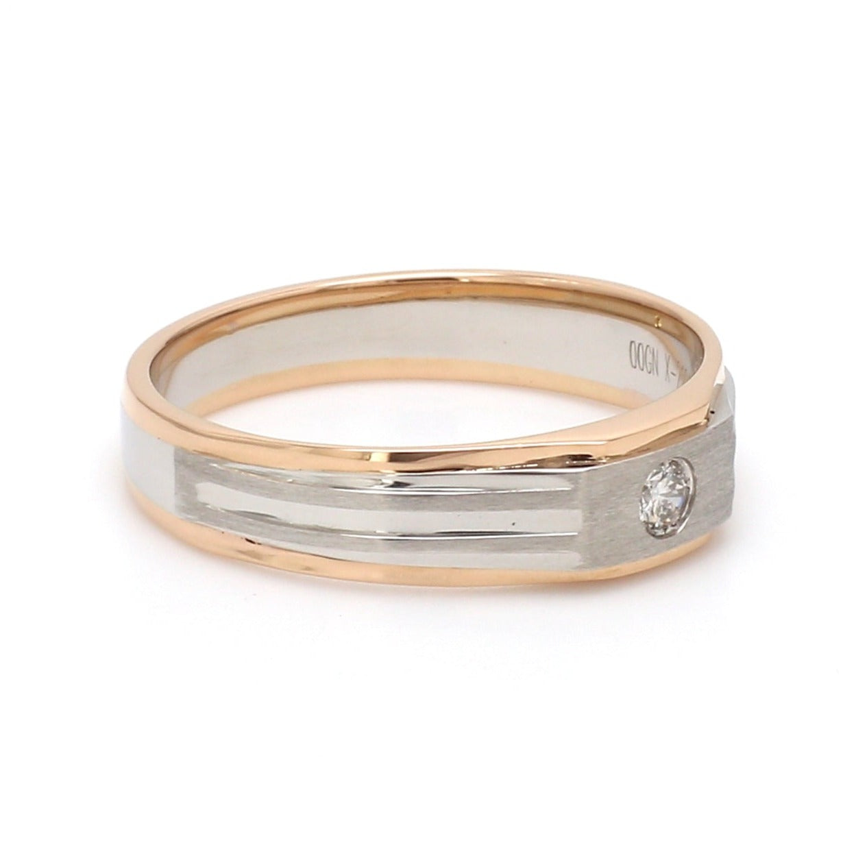 Platinum & Rose Gold Fusion Single Diamond Ring for Men JL PT 997