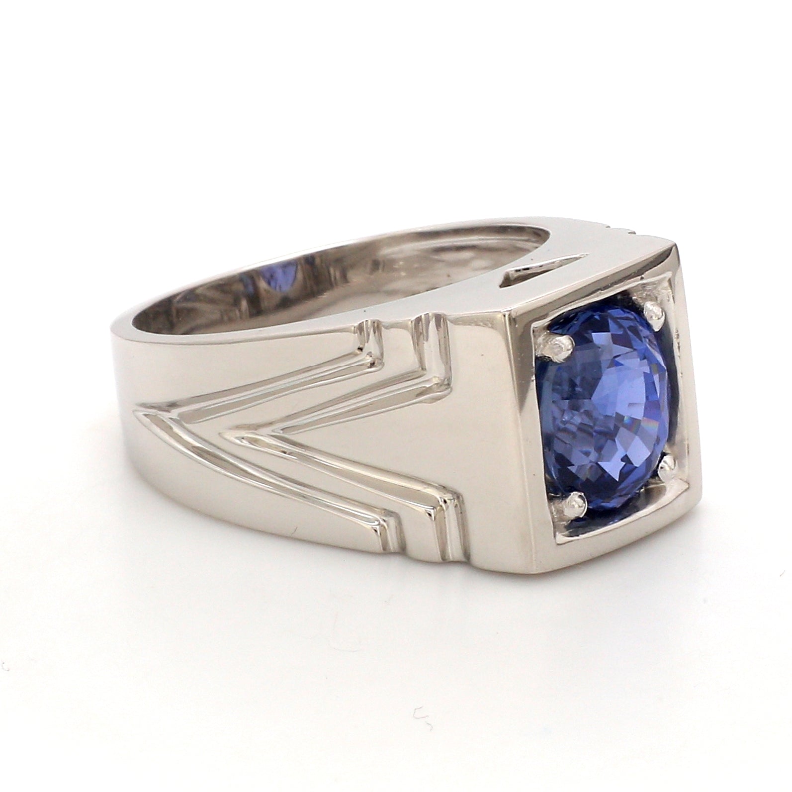 Heavy Platinum Blue Sapphire Ring for Men JL PT 1209   Jewelove