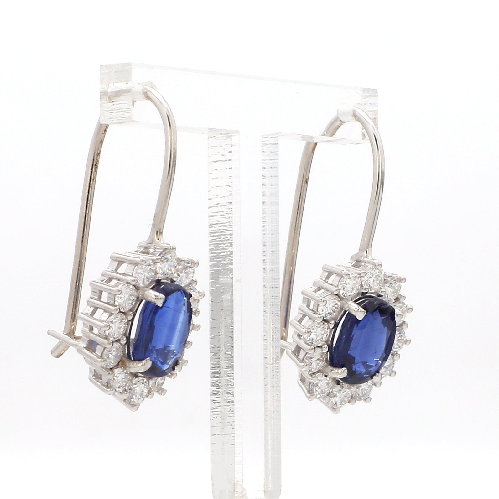 Customised 14K White Gold Kyanite Earrings with diamonds   Jewelove.US