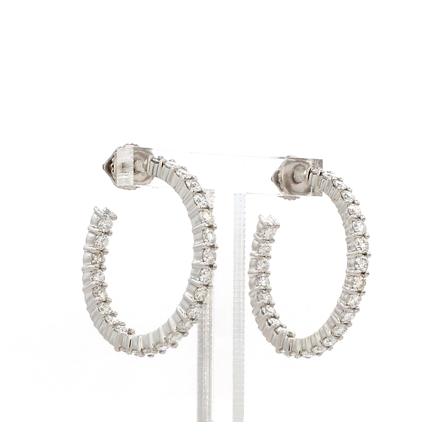 Platinum Diamond Hoop Bali Earrings for Women JL PT E DH RD 109   Jewelove.US