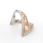 Load image into Gallery viewer, Designer V -shape Platinum &amp; Rose Gold Cocktail Ring for Women JL PT 967   Jewelove.US
