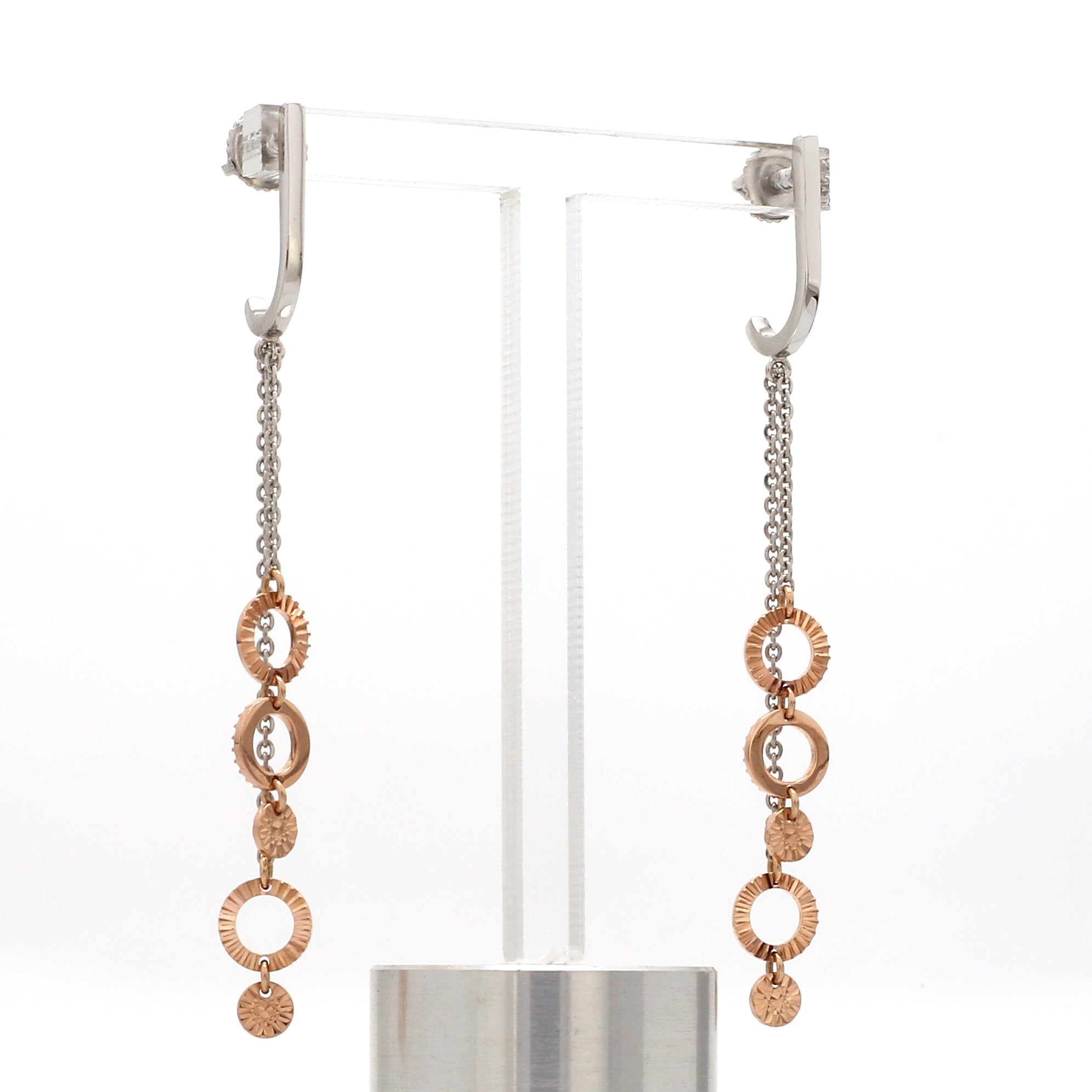 Designer Plain Platinum & Rose Gold Earrings JL PT E 764   Jewelove.US