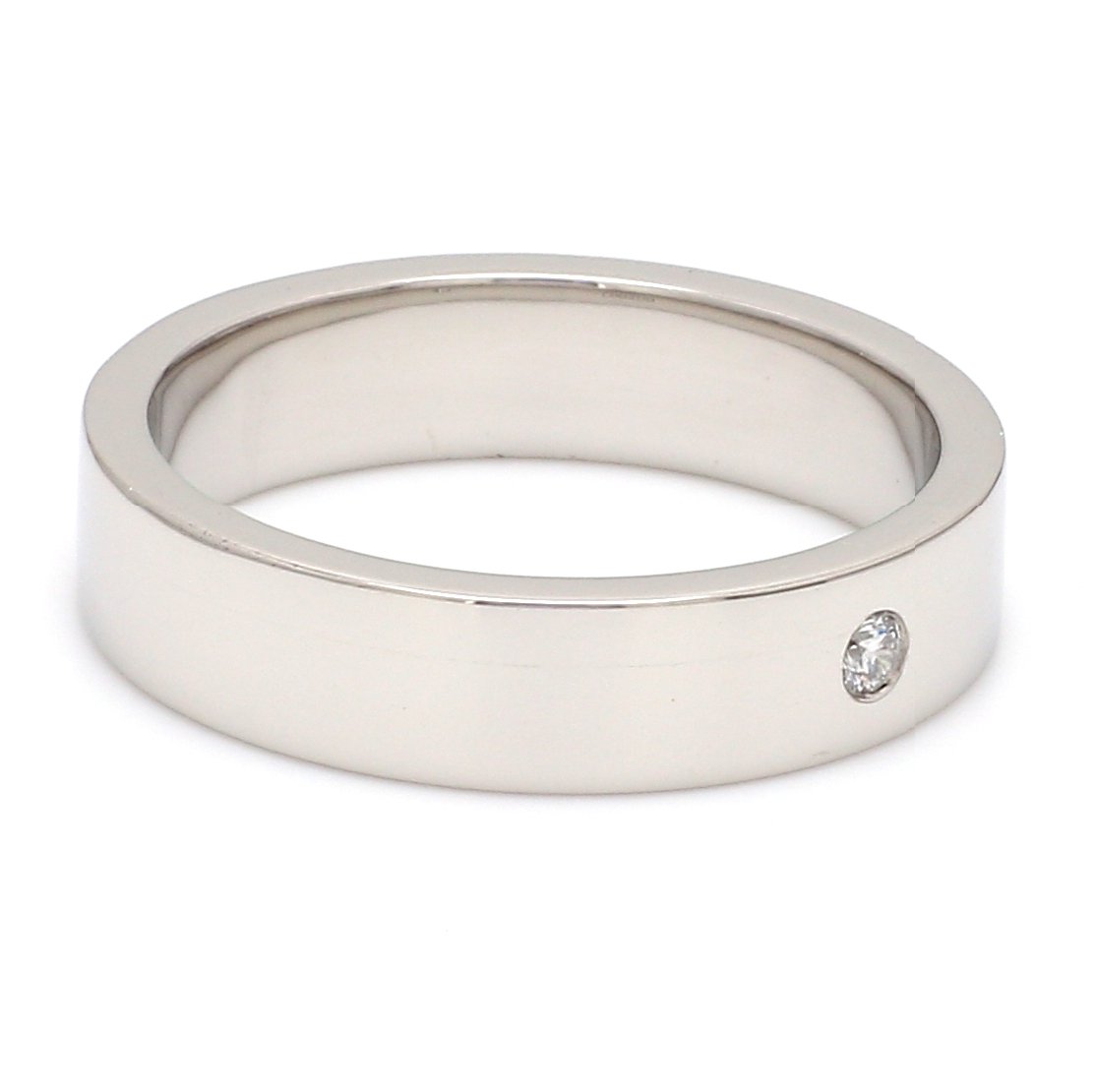Flat Platinum Diamond Ring with Single Diamond JL PT 500 - Flat