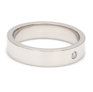 Flat Platinum Diamond Ring with Single Diamond JL PT 500 - Flat   Jewelove