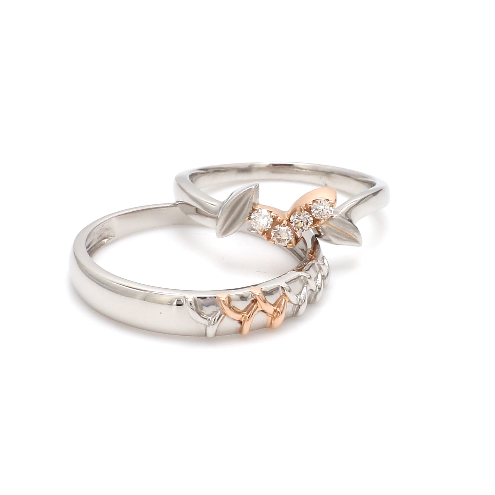 Platinum & Rose Gold Couple Rings JL PT 999