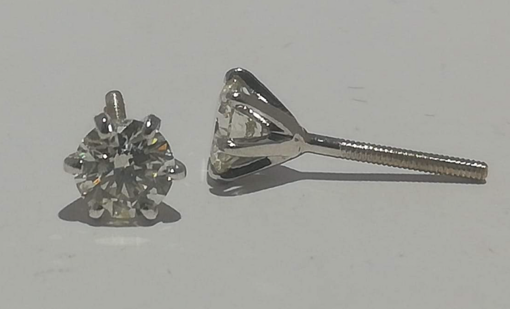 25 pointer Single Solitaire Diamond Earrings in Platinum SJ PTO E 152 - A   Jewelove