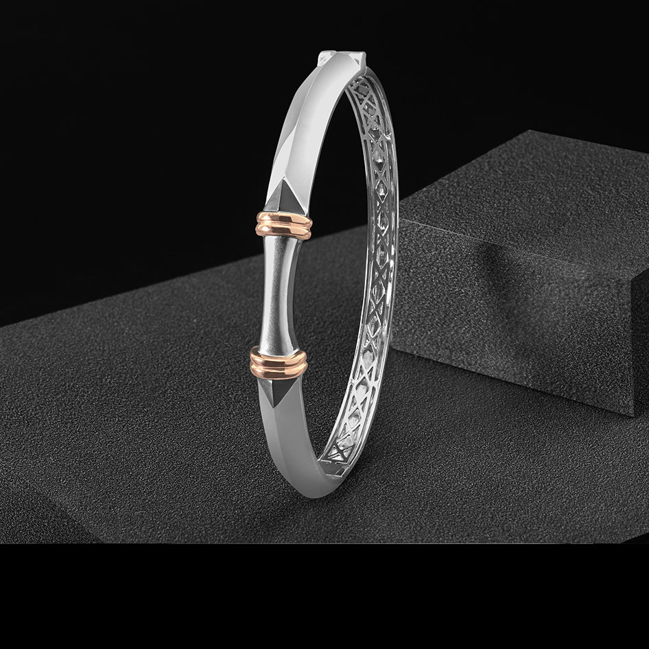 Designer Platinum & Rose Gold Open Kada Cuff Bracelet for Men JL PTB 1081