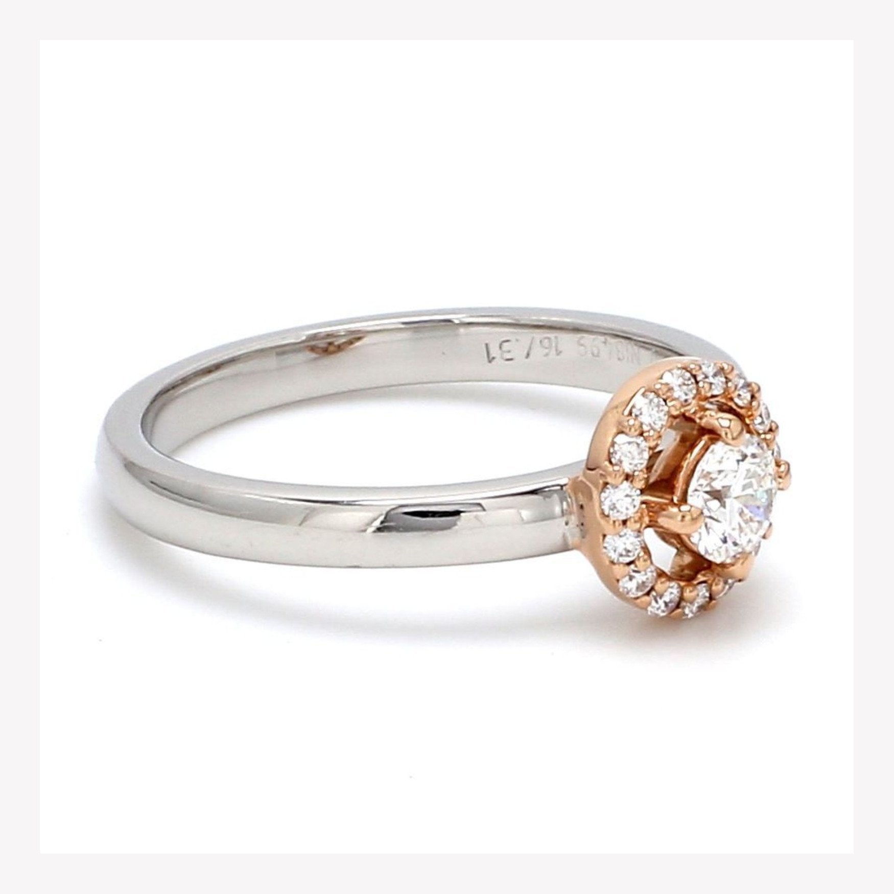 20 Pointer Halo Diamond Solitaire Platinum Engagement Ring JL PT 582