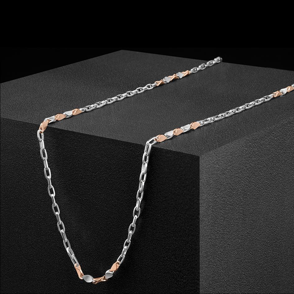 Men of Platinum | Sleek Interlinked Pt + Rose Gold Chain for Men JL PT CH 973