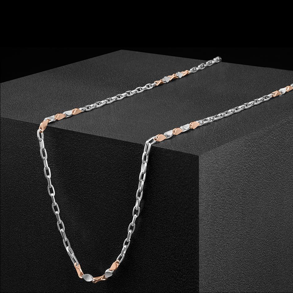 Men of Platinum | Sleek Interlinked Pt + Rose Gold Chain for Men JL PT CH 973   Jewelove.US