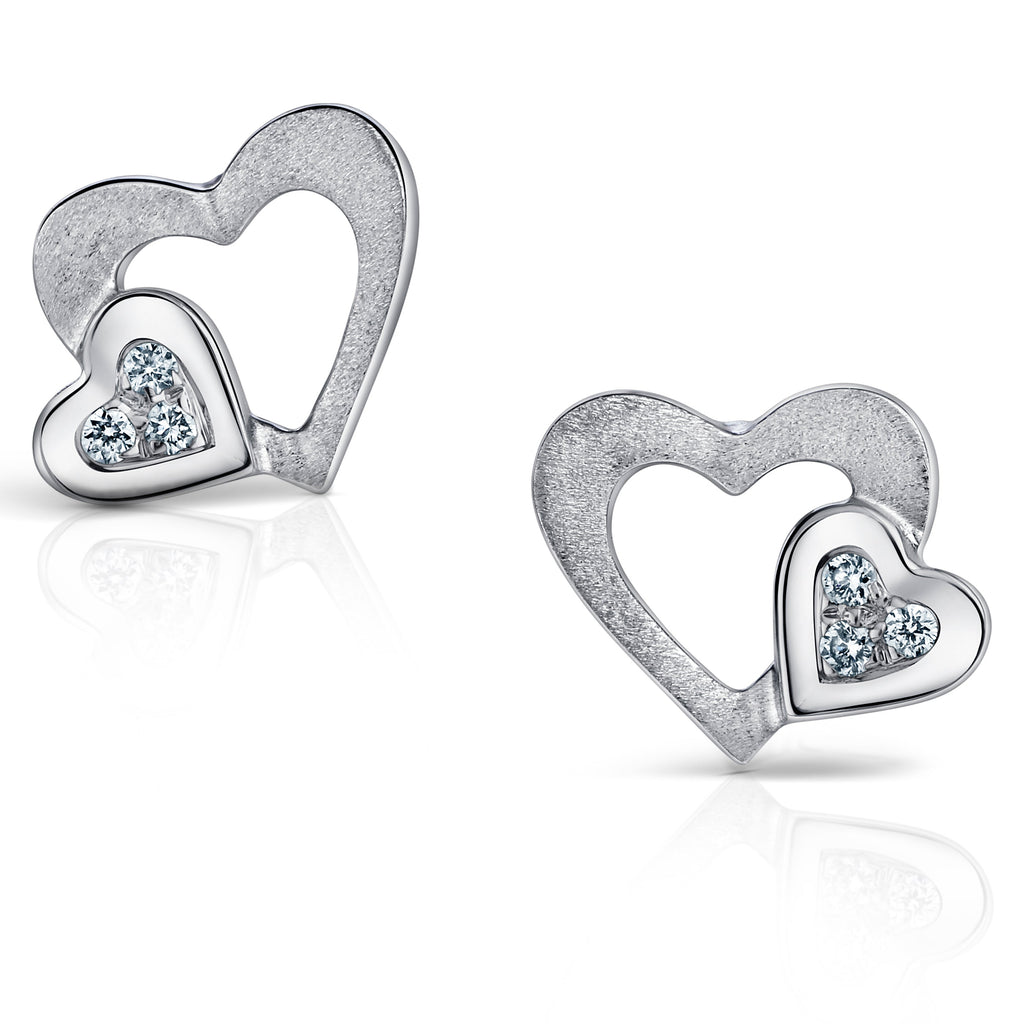 Small Platinum Heart Earrings with Diamonds JL PT E 220  VVS-GH Jewelove.US
