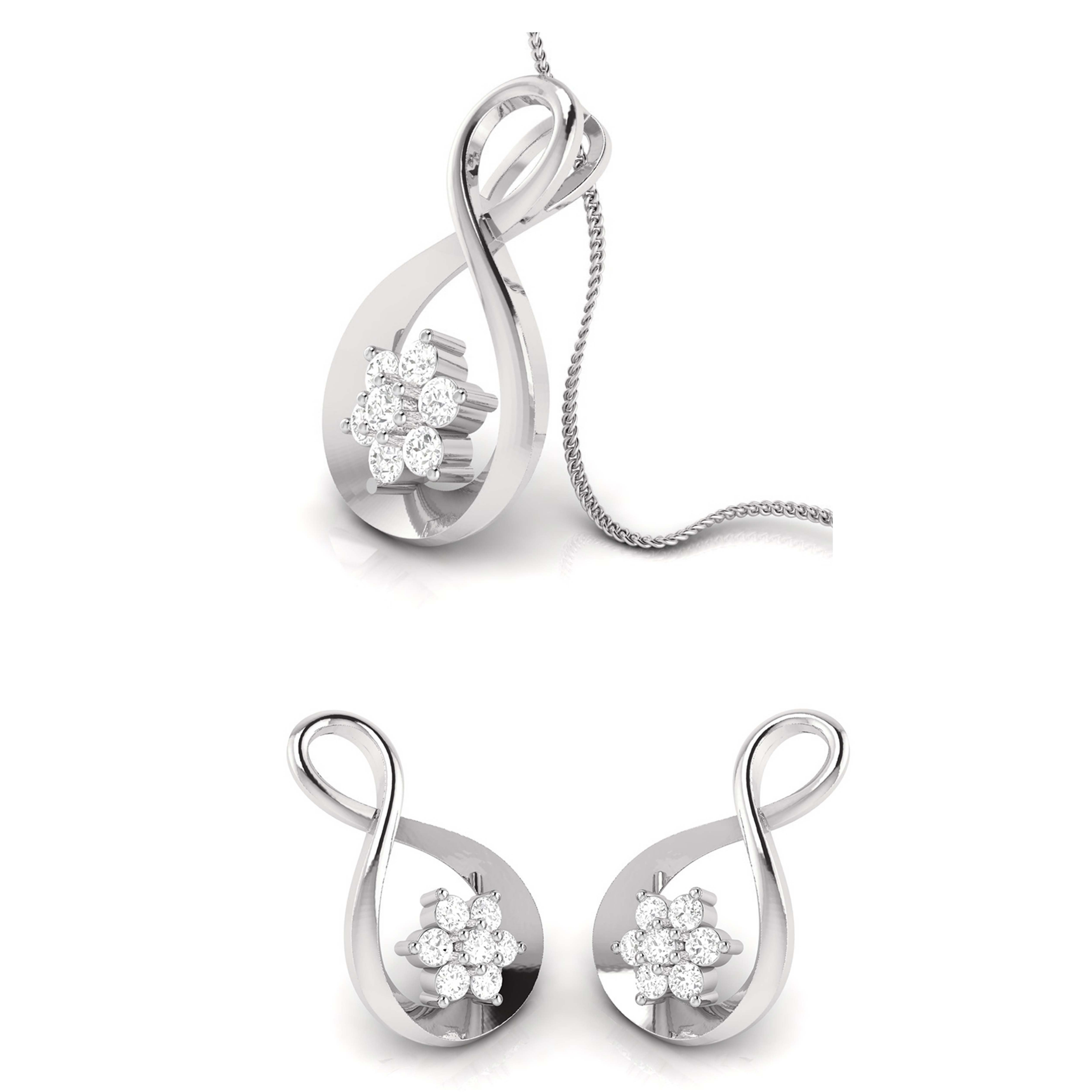 Platinum Diamond Pendant & Earrings for Women JL PT P BT 75-G