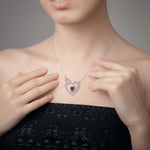 Load image into Gallery viewer, Platinum Ruby Heart Pendant with Diamond for Women JL PT P 18038   Jewelove.US
