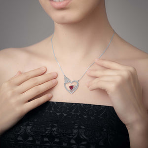 Platinum Ruby Heart Pendant with Diamond for Women JL PT P 18038   Jewelove.US