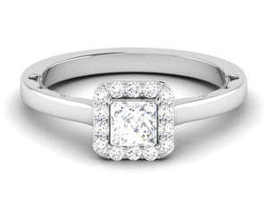 50 Pointer Princess Cut Halo Diamond Platinum Solitaire Engagement Ring JL PT 6592   Jewelove.US