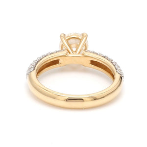 70 Pointer Gold Solitaire Engagement Ring with 3 Row Diamonds JL AU 462-A   Jewelove.US