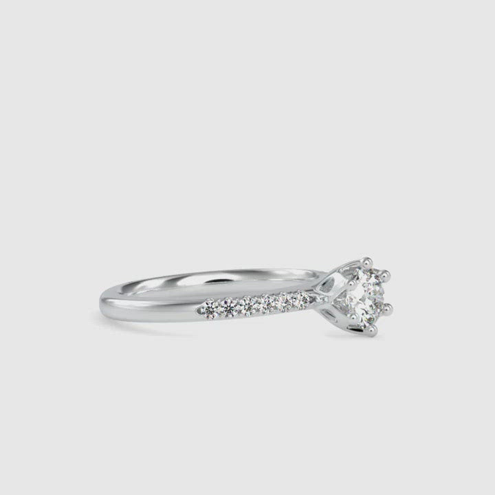 Flowery Platinum Solitaire Engagement Ring with Diamond Shank JL PT G-105