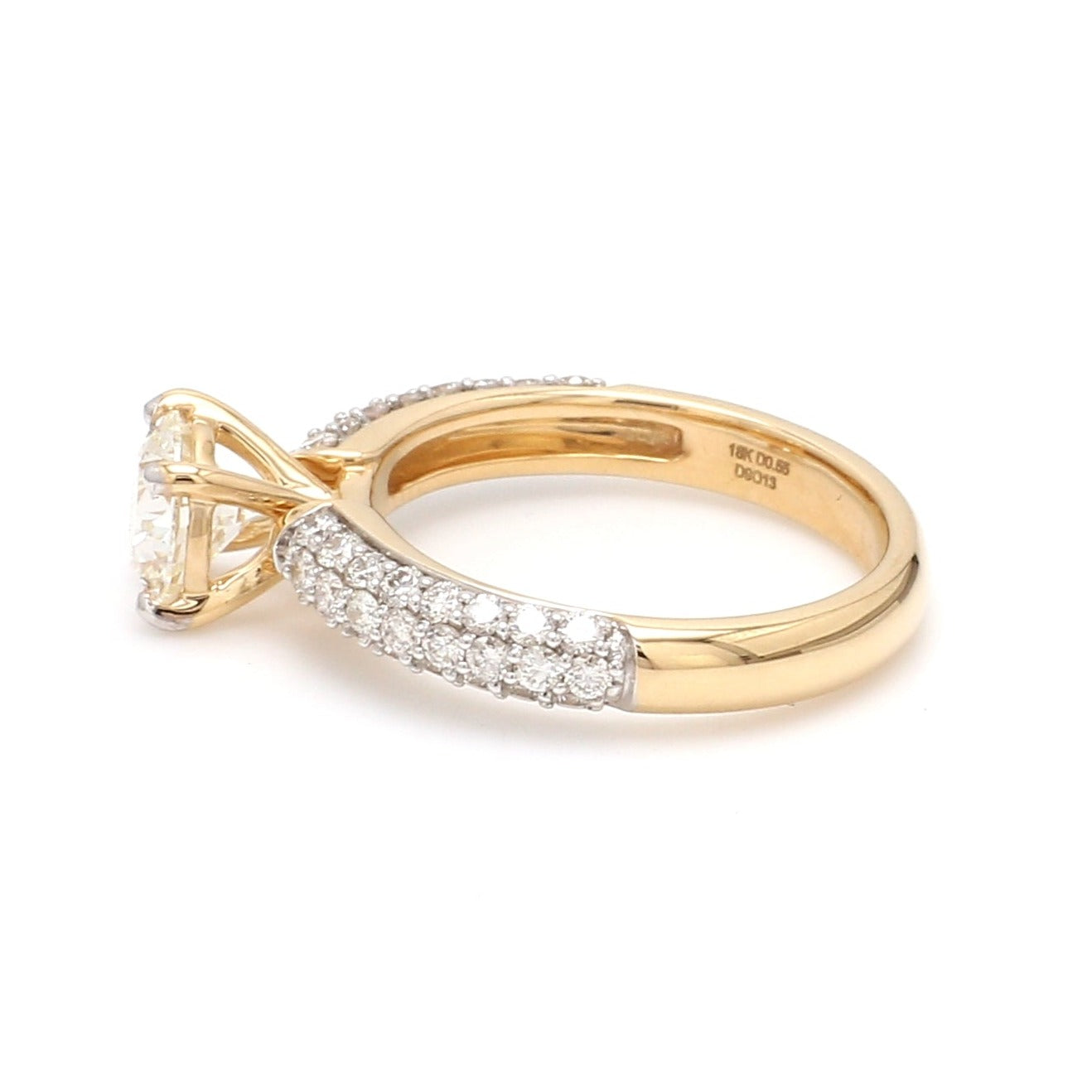 70 Pointer Gold Solitaire Engagement Ring with 3 Row Diamonds JL AU 462-A   Jewelove.US