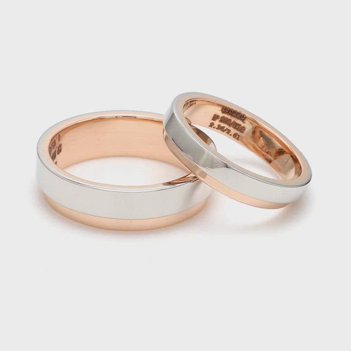 Platinum Love Bands with Rose Gold Step JL PT 925 - A