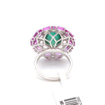Load image into Gallery viewer, Designer Emerald Ring with Pink Sapphire &amp; Rose Cut Diamonds for Women JL AU 22RG0001   Jewelove
