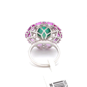 Designer Emerald Ring with Pink Sapphire & Rose Cut Diamonds for Women JL AU 22RG0001   Jewelove