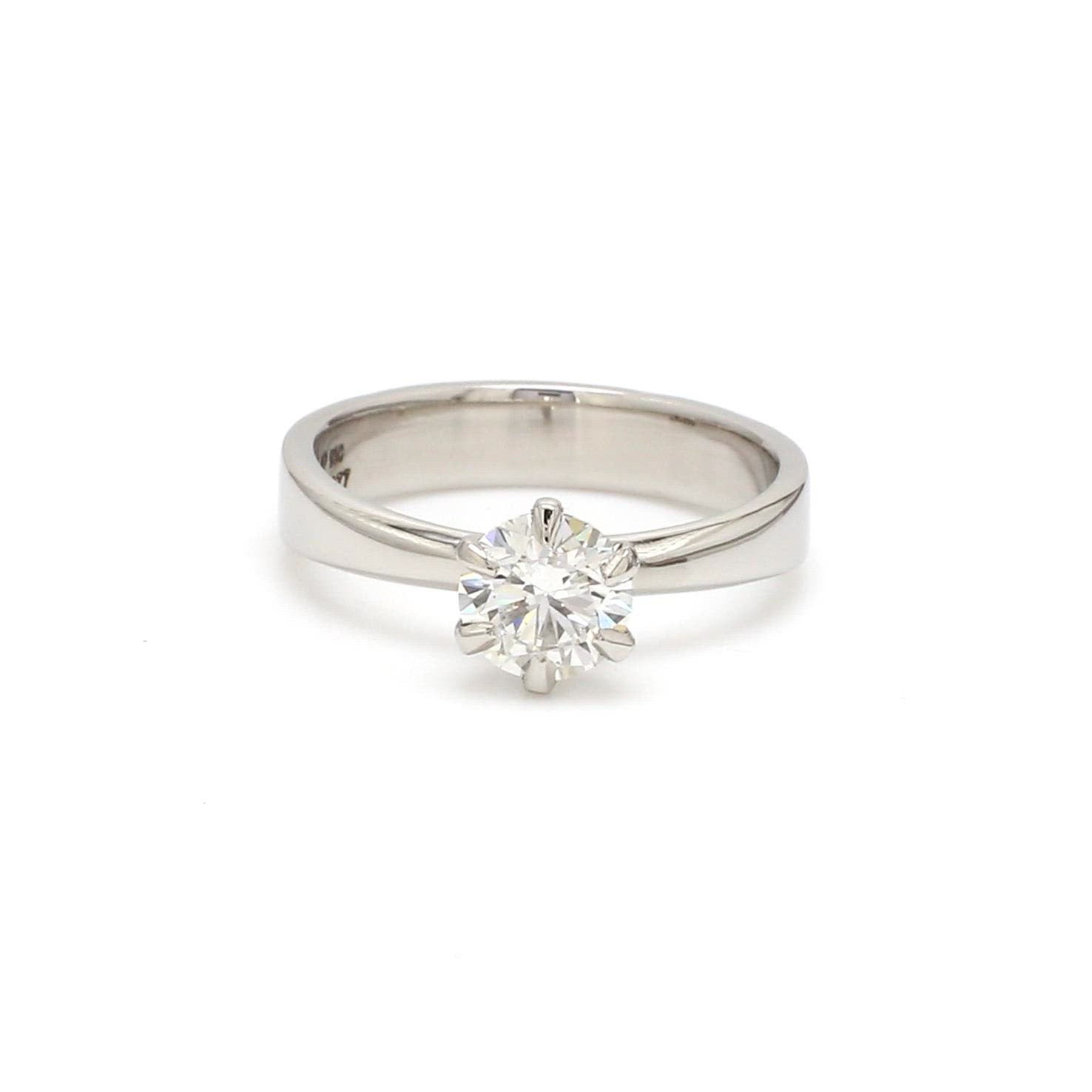 0.70 cts. 6 Prong Tapered Platinum Solitaire Ring JL PT 17