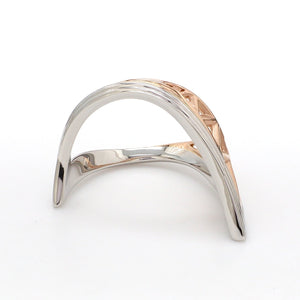 Designer V -shape Platinum & Rose Gold Cocktail Ring for Women JL PT 967   Jewelove.US