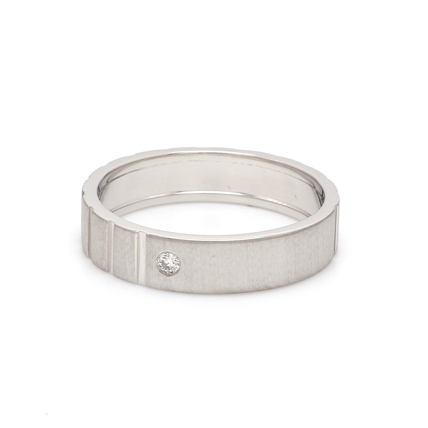A Mighty Match Matte Finish Platinum Couple Rings with Single Diamonds JL PT 953  Men-s-Ring-only Jewelove.US