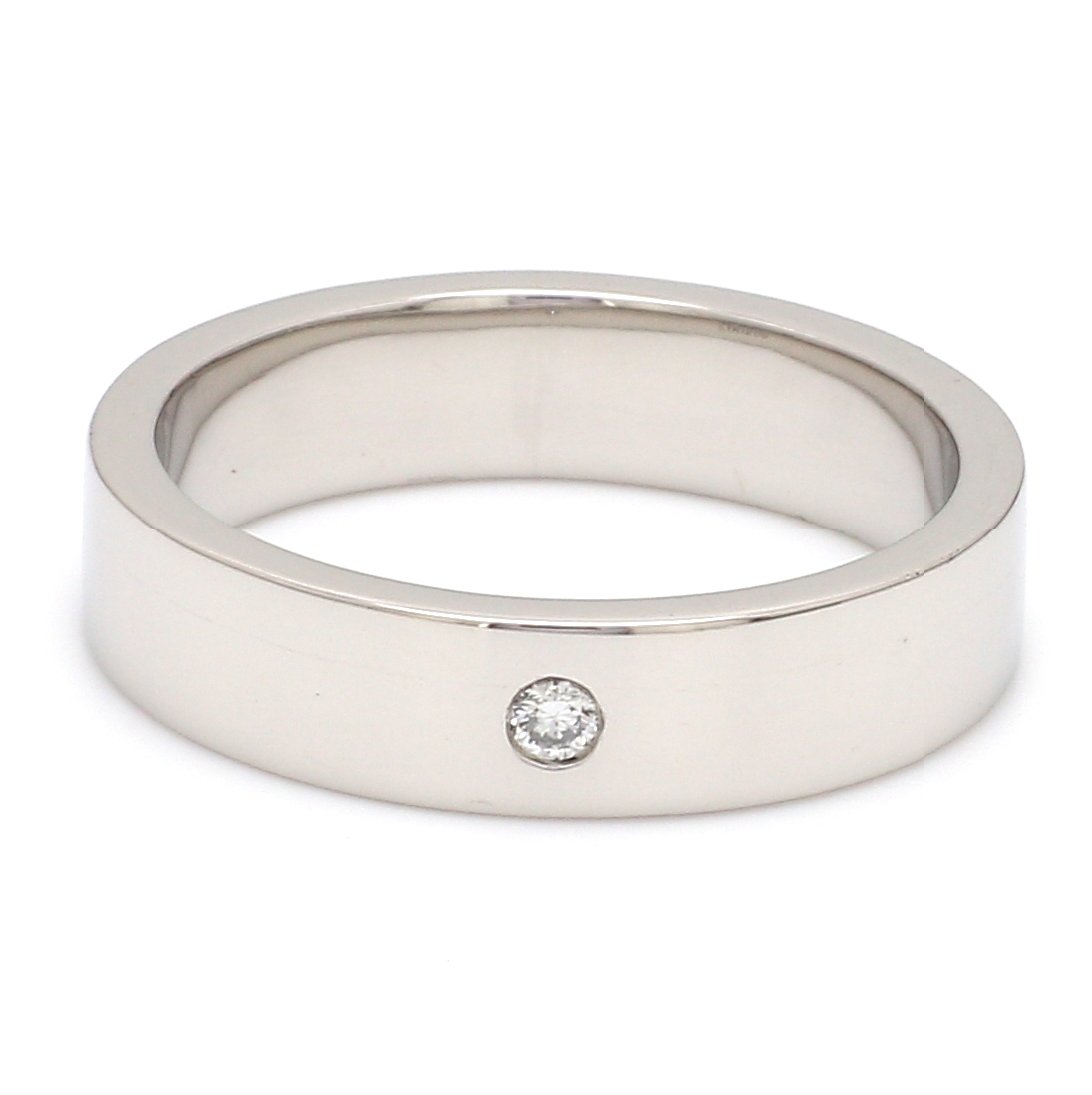 Flat Platinum Diamond Ring with Single Diamond JL PT 500 - Flat